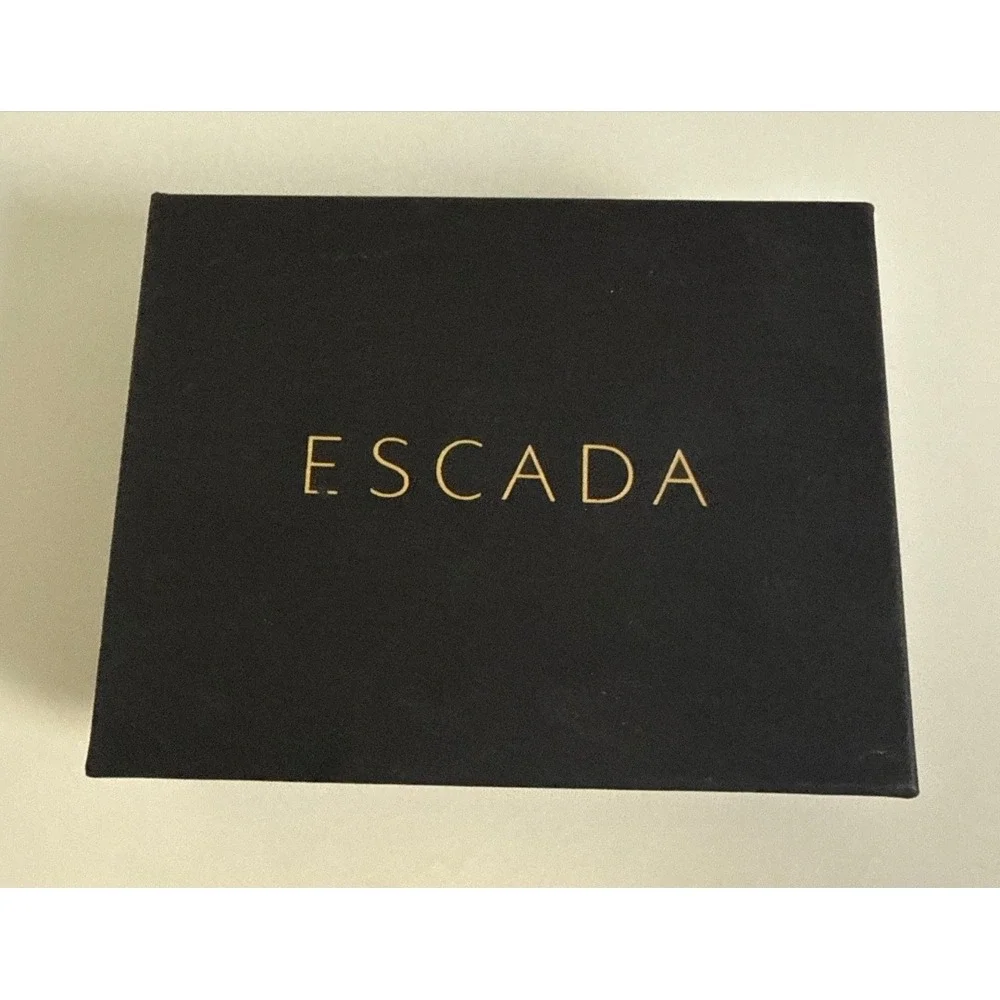 ESCADA Black Leather Gold Heart Zip Card Holder‎ Pouch Wallet